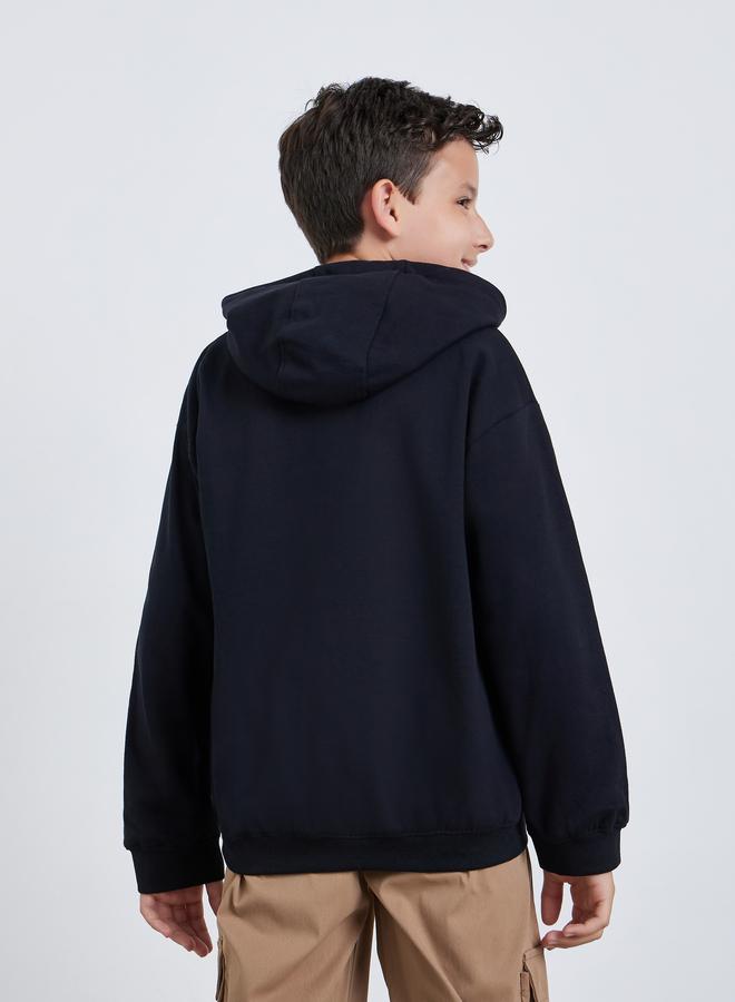 Styli Teens Black Graphic Print Cotton Hoodie - Image 4