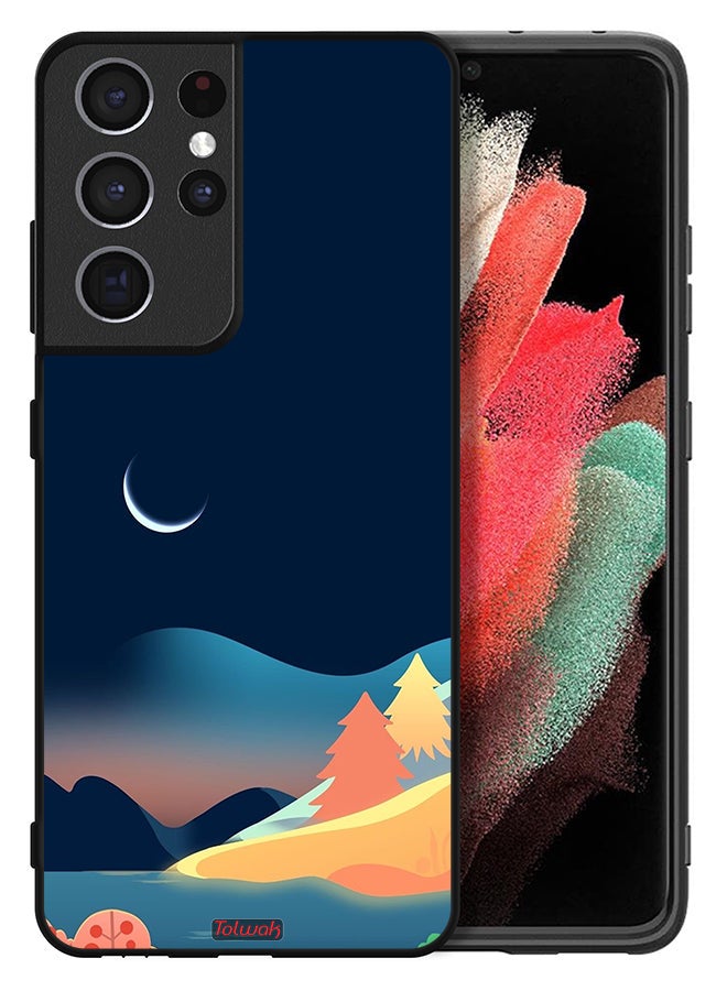 Tolwak Samsung Galaxy S21 Ultra 5G Protective Case Cover Moon Abstract Drawing Art - Image 2