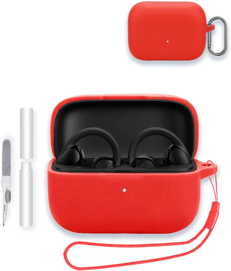 WUNIAK Case for Soundcore C50i by Anker Earbuds 2025 New, Soft Silicone Protective Portable Scratch Shock Resistant Shell with Cleaner Kit & Carabiner & Lanyard for Soundcore C50i,Red - Image 2