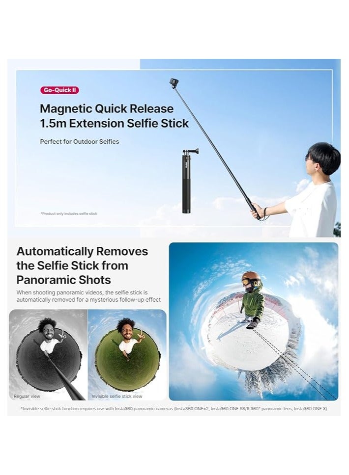 Ulanzi Ulanz i MT-76 Go-Quick II 150cm Magnetic Quick Release Extension Stick | Invisible Selfie Stick compatible with GoPro, DJI Osmo Action, Insta360 ONE X3 X4, Ace Pro | Built-in Tripod | 24-154cm, 300g  - Image 4