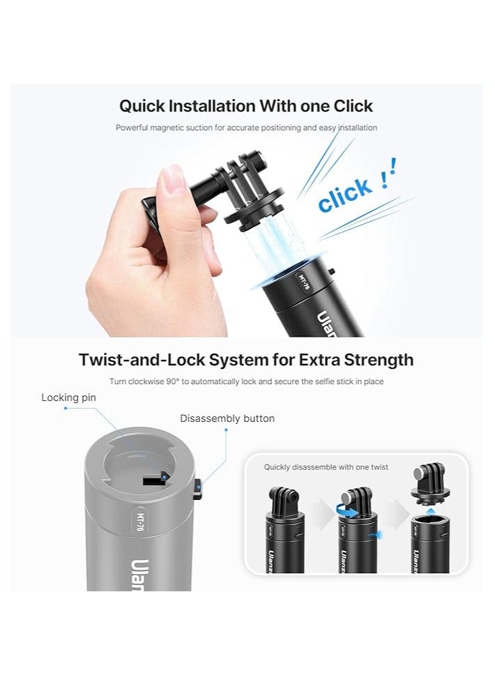 Ulanzi Ulanz i MT-76 Go-Quick II 150cm Magnetic Quick Release Extension Stick | Invisible Selfie Stick compatible with GoPro, DJI Osmo Action, Insta360 ONE X3 X4, Ace Pro | Built-in Tripod | 24-154cm, 300g  - Image 5