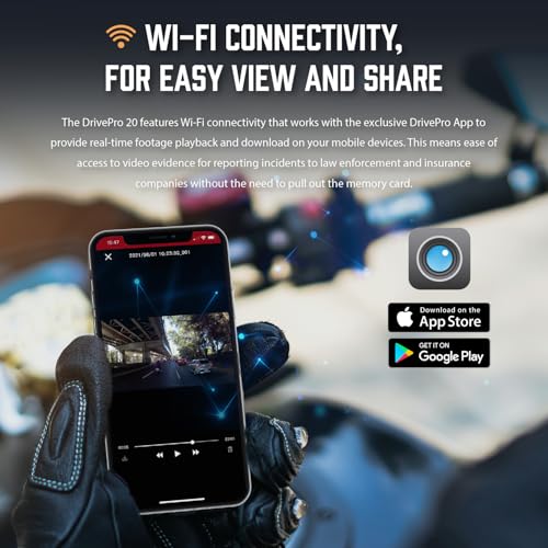 Transcend 32GB, 2K 1440p Motorcycle Dash Cam, 140 Wide-Angle, Built-in WiFi,G-Sensor, Night Vision, IP68, Emergency Recording, for Bikes, Motorcycles - TS-DP20A-32G - Image 4