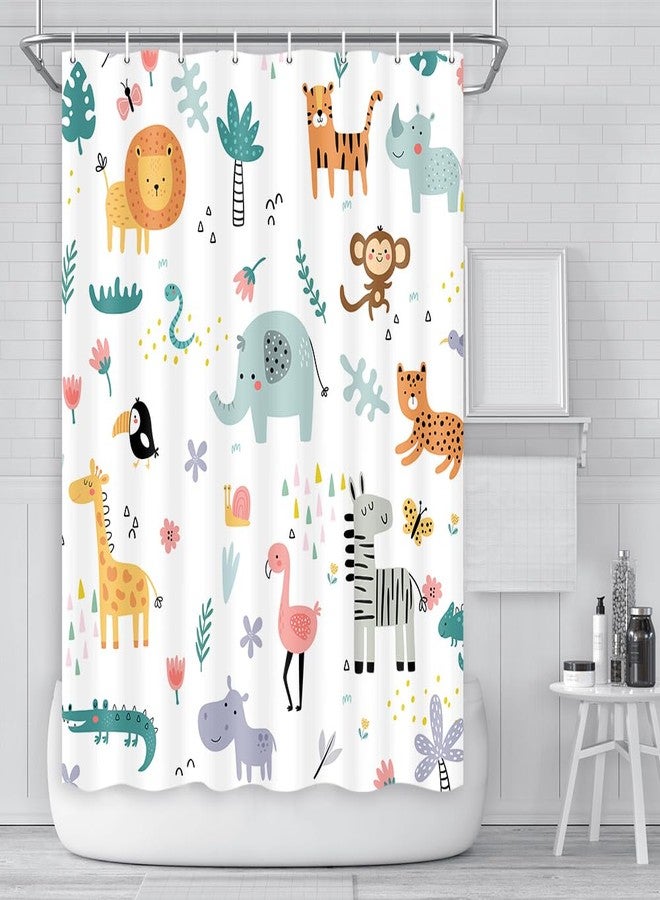 Drgilau Animal Shower Curtain for Kids, Boho Tropical Animals Shower Curtain Nursery Giraffe Crocodile Hippo Zebra Monkey Cartoon Shower Curtains, Waterproof Bathroom Sets for Children 72X72 Inch - Image 2