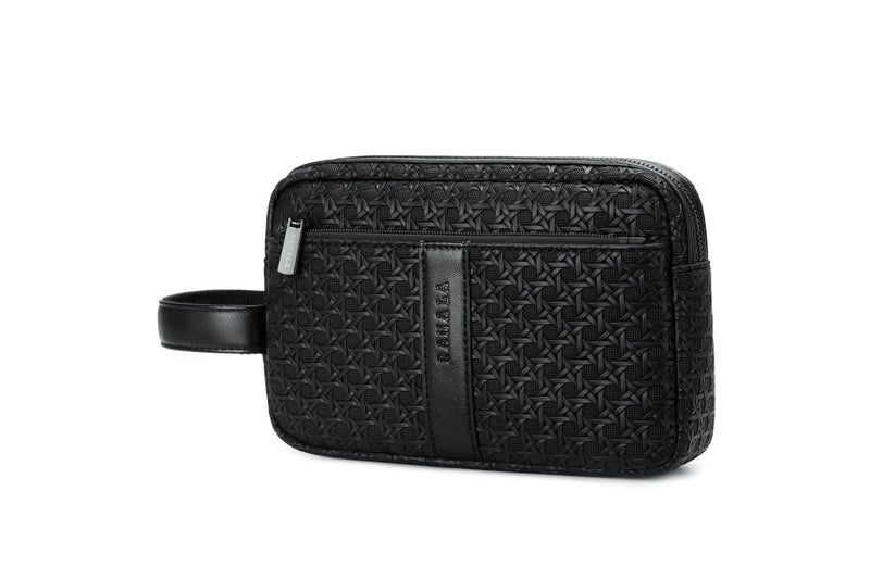 RAHALA Men's Travel Toiletry Bag, Large Capacity Organizer Pouch with Multiple Compartments, Wrist Strap, Water-Resistant Storage Bag for Passport, Phone, Cash & Daily Essentials, Black, RAL6332-1 - Image 1