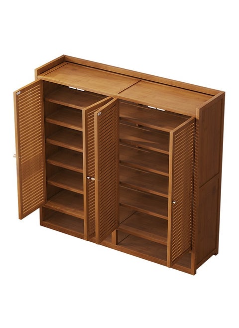 Modern Wooden Shoe Cabinet with Shutter Doors 8 Tier 4 Door Design with Open Bottom Storage Size 117cm 139cm 32 cm