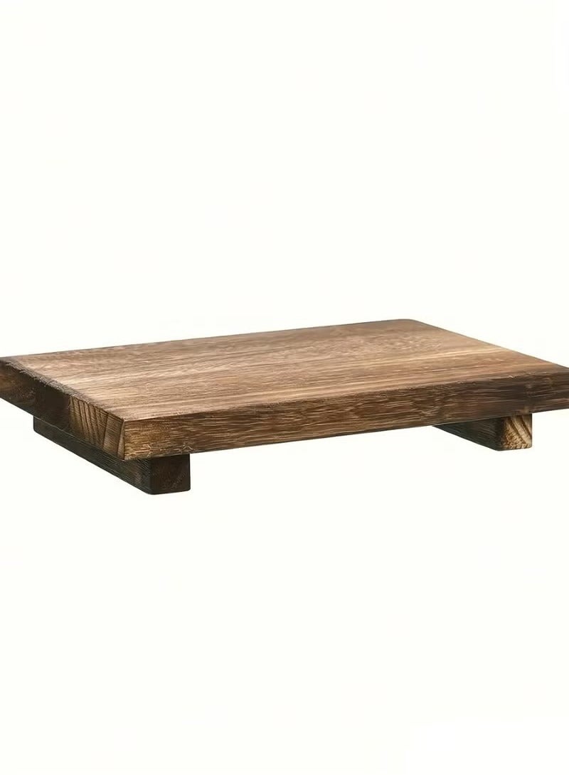 SILADEFU Wood Pedestal Soap Stand Antique Walnut Farmhouse Wood Riser Soap Dish Holder Tray for Bathroom Kitchen Rustic Rectangular Decorative Display Candle Plant Holder Gift Home Use - Image 5