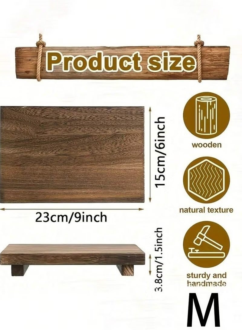 SILADEFU Wood Pedestal Soap Stand Antique Walnut Farmhouse Wood Riser Soap Dish Holder Tray for Bathroom Kitchen Rustic Rectangular Decorative Display Candle Plant Holder Gift Home Use - Image 3