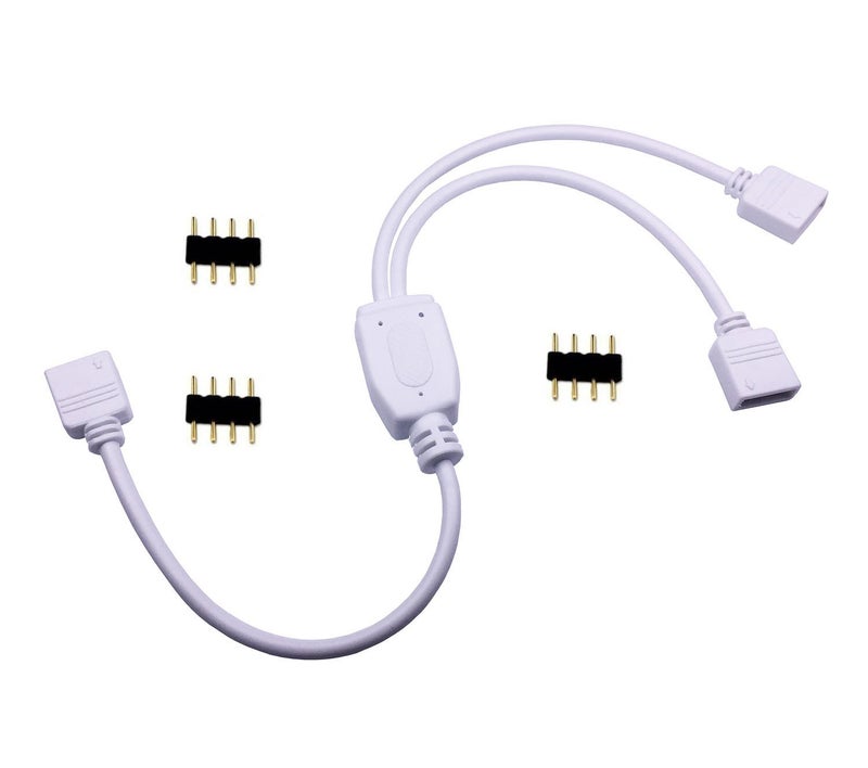 TronicsPros 4 Pin RGB LED Strip Splitter Cable 2 Way 1 to 2 Splitter Connector SMD 5050 3528 2835 RGB LED Tape Ribbon Splitter 12inch White 1pc