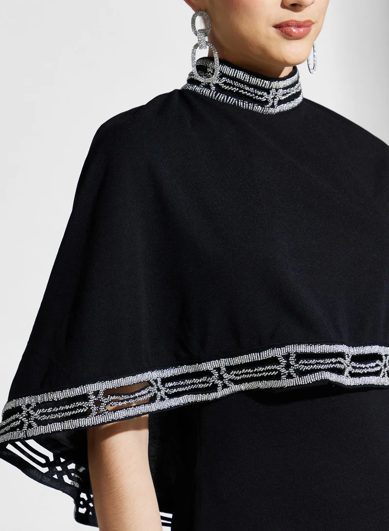 Namshi X Hadia Ghaleb Hadia Ghaleb Gown With Embroidered Trim Detail