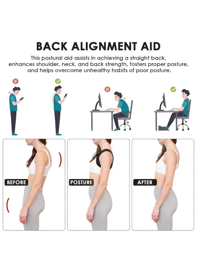 Adjustable Black Posture Corrector Belt For Men And Women Lumbar Support - Image 2