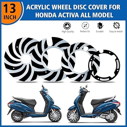 SPEDY V13 Inch Acrylic Chrome/Black 4Pcs Wheel Cover for HoOnda Activa 4G/5G/6G - Image 2