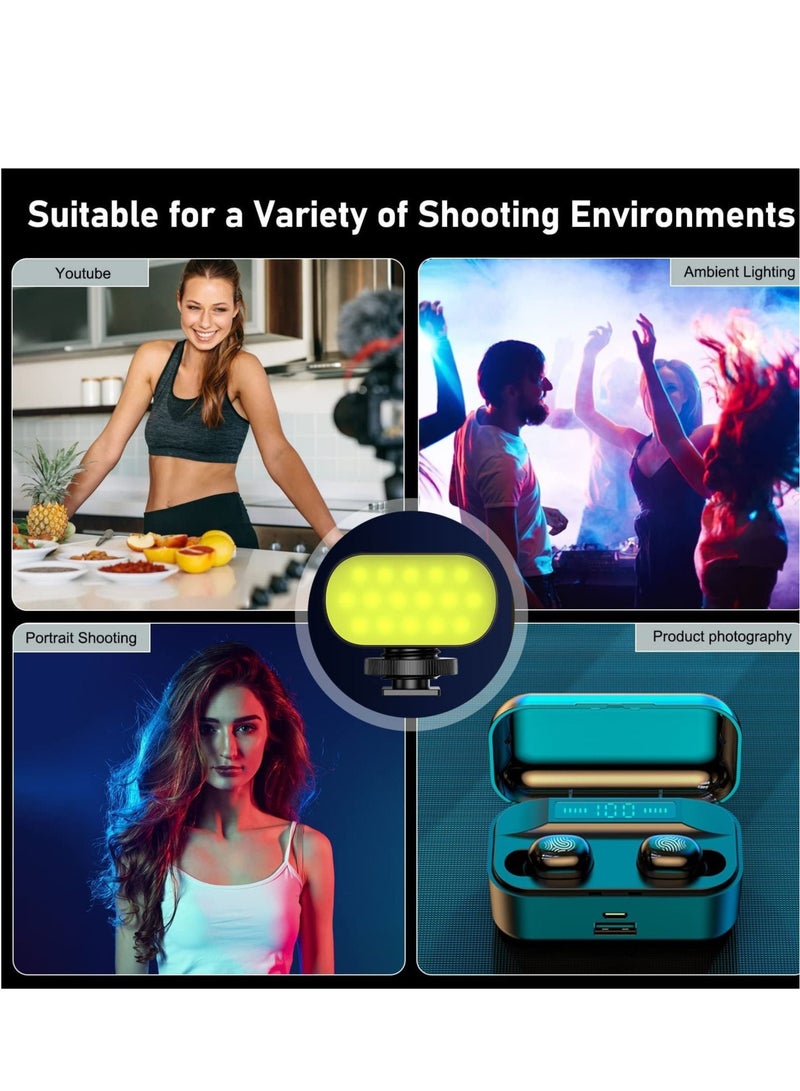 Captaintech Mini LED Photography Ring Light Mini Light for Gopro, Portable Lighting, RGB Video Light 360° Full Color Mini Camera Light with Cold Shoe Rechargeable Portable Panel Lamp Photography Lighting - Image 2