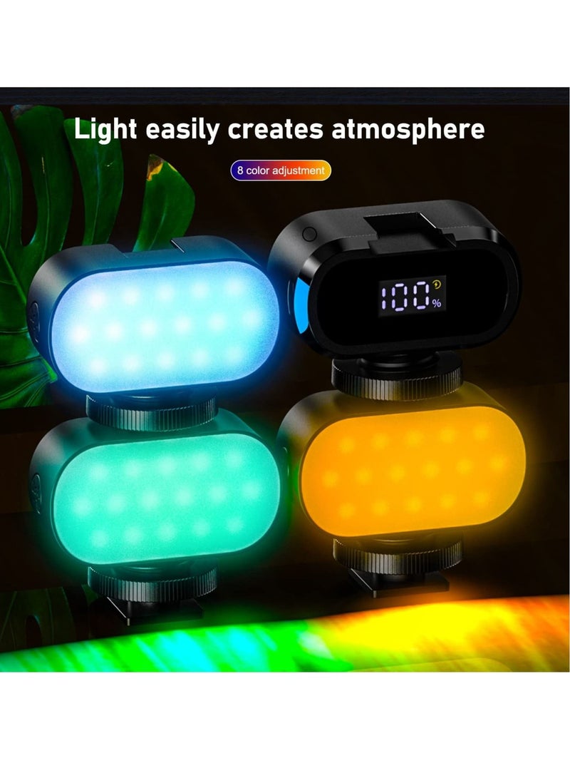 Captaintech Mini LED Photography Ring Light Mini Light for Gopro, Portable Lighting, RGB Video Light 360° Full Color Mini Camera Light with Cold Shoe Rechargeable Portable Panel Lamp Photography Lighting - Image 3