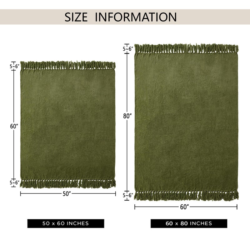 LONG CREATE Chenille Throw Blanket for Couch 50"X 60", Soft Cozy Throws with Fringe Tassel for Bed Sofa Chair Cover, Lightweight Knitted Decorative Boho Blankets for Living Room, Olive Green - Image 3
