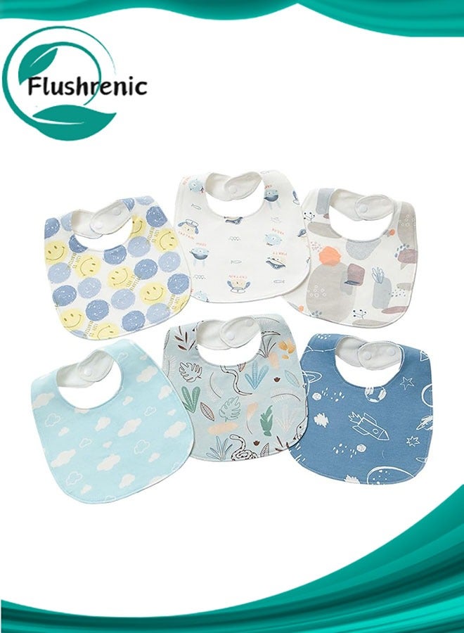 Flushrenic 6-Pack Baby Bandana Dribble Bibs Cotton Teething Bibs Infant Feeding Bibs Soft and Absorbent Bids with Adjustable Snaps Waterproof Drool Bibs for 0-36 Months Unisex Girls Boys Newborn Toddlers - Image 1