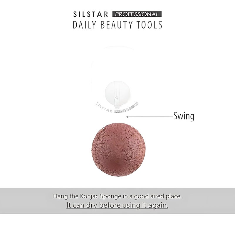 IMPIDEA SILSTAR PROFESSIONAL Natural Soft Facial and Body KONJAC Bath Sponge for Natural Glow & Softness by Detoxifying, Deep Make-Up Cleansing (Cedar Green) - Image 3