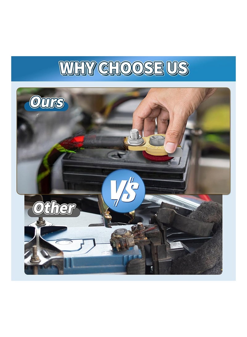 MVAQKLM  Pure Copper Duty Battery Terminal Connectors (2 Pair) with Extended 21mm M8 Bolts | Automotive Car Truck RV Marine Battery Cable Ends Top Post Kit 12V/24V | Includes Anti-Corrosion Protection Pad - Image 5
