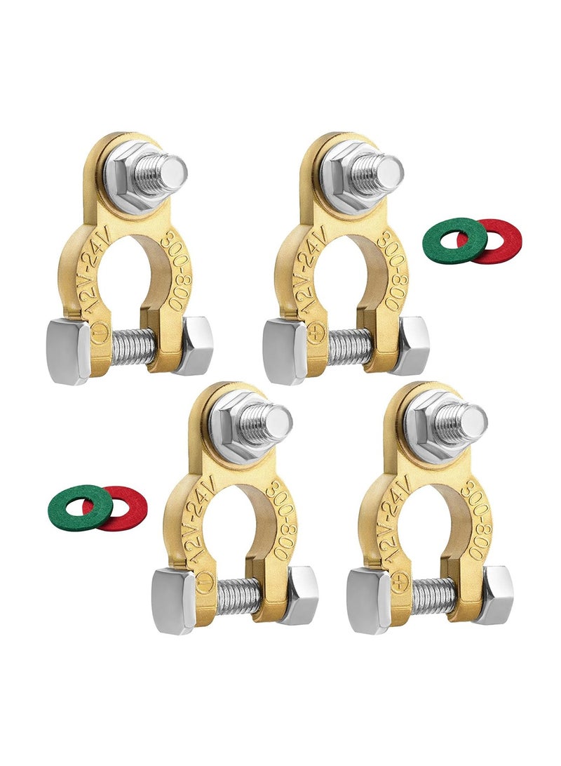 MVAQKLM  Pure Copper Duty Battery Terminal Connectors (2 Pair) with Extended 21mm M8 Bolts | Automotive Car Truck RV Marine Battery Cable Ends Top Post Kit 12V/24V | Includes Anti-Corrosion Protection Pad - Image 1