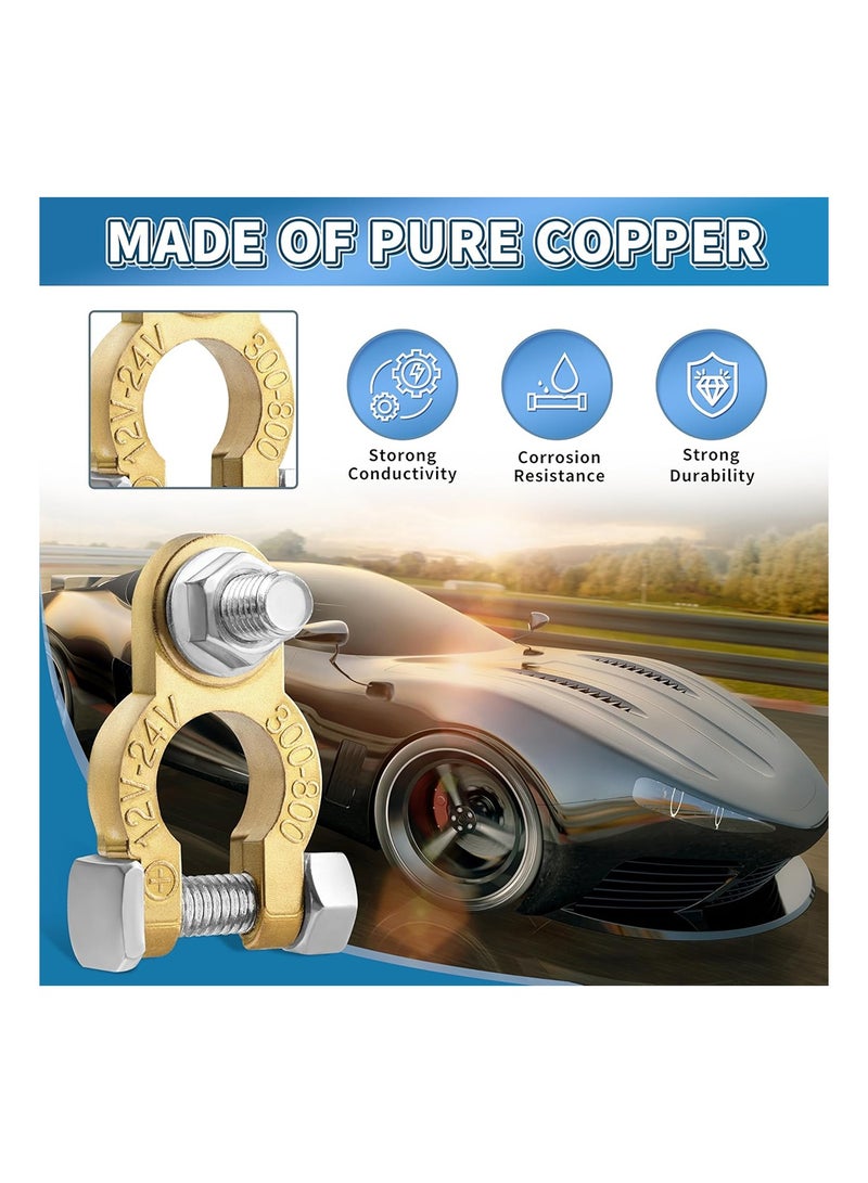 MVAQKLM  Pure Copper Duty Battery Terminal Connectors (2 Pair) with Extended 21mm M8 Bolts | Automotive Car Truck RV Marine Battery Cable Ends Top Post Kit 12V/24V | Includes Anti-Corrosion Protection Pad - Image 4