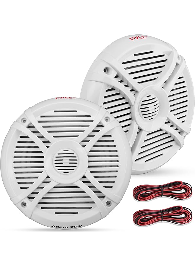 Pyle 250 Watt Marine Speaker System - Water Resistant Dual 2 Way 6.5 Inch Outdoor Stereo Audio Sound Speakers W/ 65Hz-20Khz Frequency Response, Heavy Duty 35Oz Magnet Structure - Plmrx67 (White, Pair) - Image 1