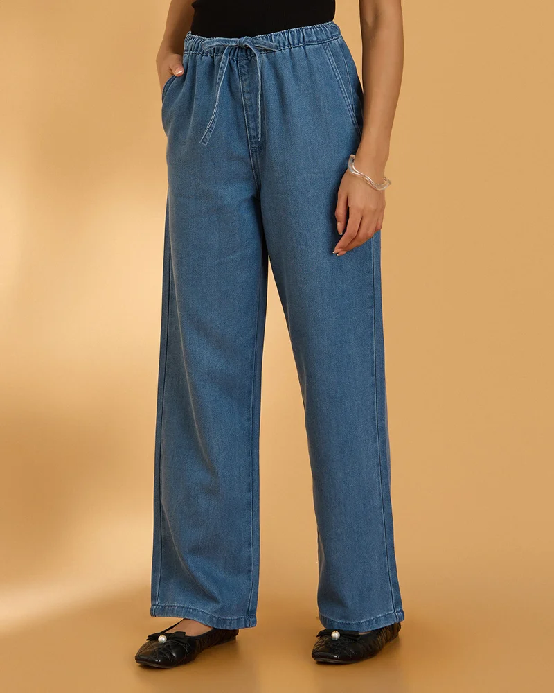 REDTAG Women Blue Wide Leg Pants