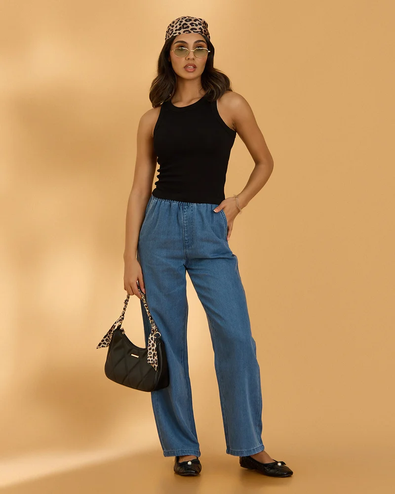REDTAG Women Blue Wide Leg Pants