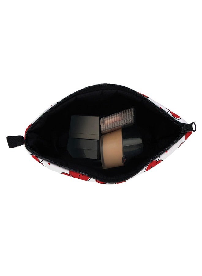 FITINI Travel Cosmetic Bags for Women Small Makeup Bag Organizer Portable Pouch for Purse Zipper Waterproof Toiletry Accessories Storage Bags,Cherry - Image 4