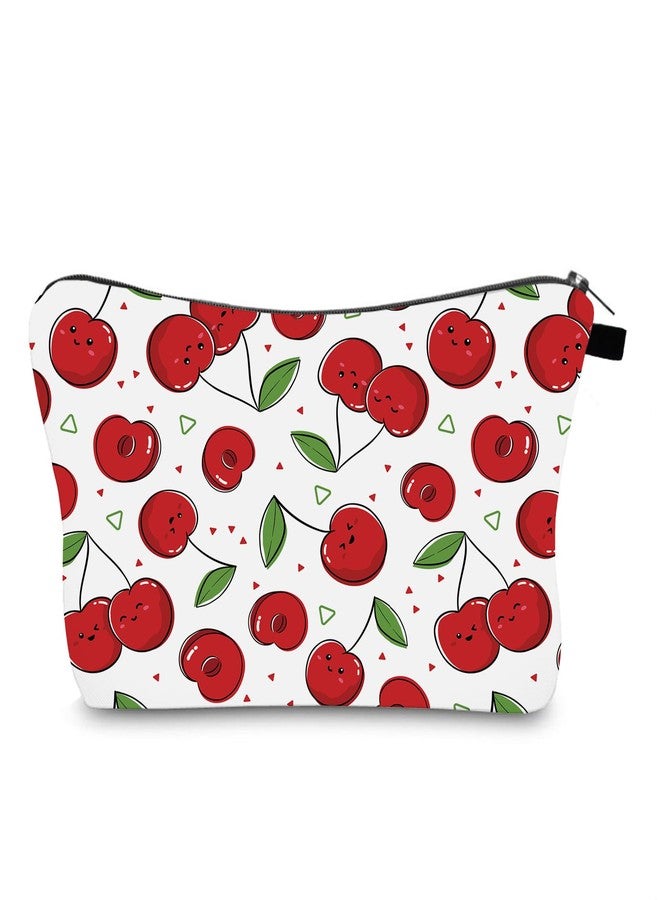 FITINI Travel Cosmetic Bags for Women Small Makeup Bag Organizer Portable Pouch for Purse Zipper Waterproof Toiletry Accessories Storage Bags,Cherry - Image 3