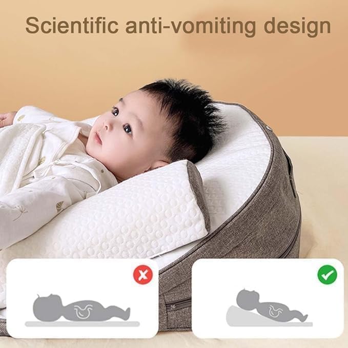 Baby Lounger – Adjustable 0-30° Baby Sleeping Nest & Anti-Reflux Pillow | Travel Crib for Newborns & Infants | Relieves Vomiting Milk | Washable & Breathable Fabric (Brown) - Image 4