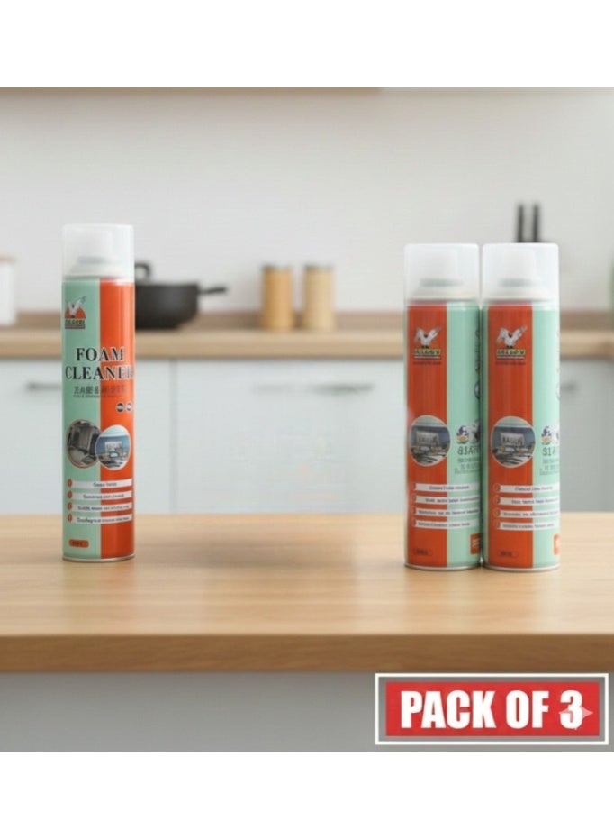Falcon Set Of 3 Falcon Multipurpose Aerosol Foam Cleaner Spray With Brush (650 ML) - Image 1