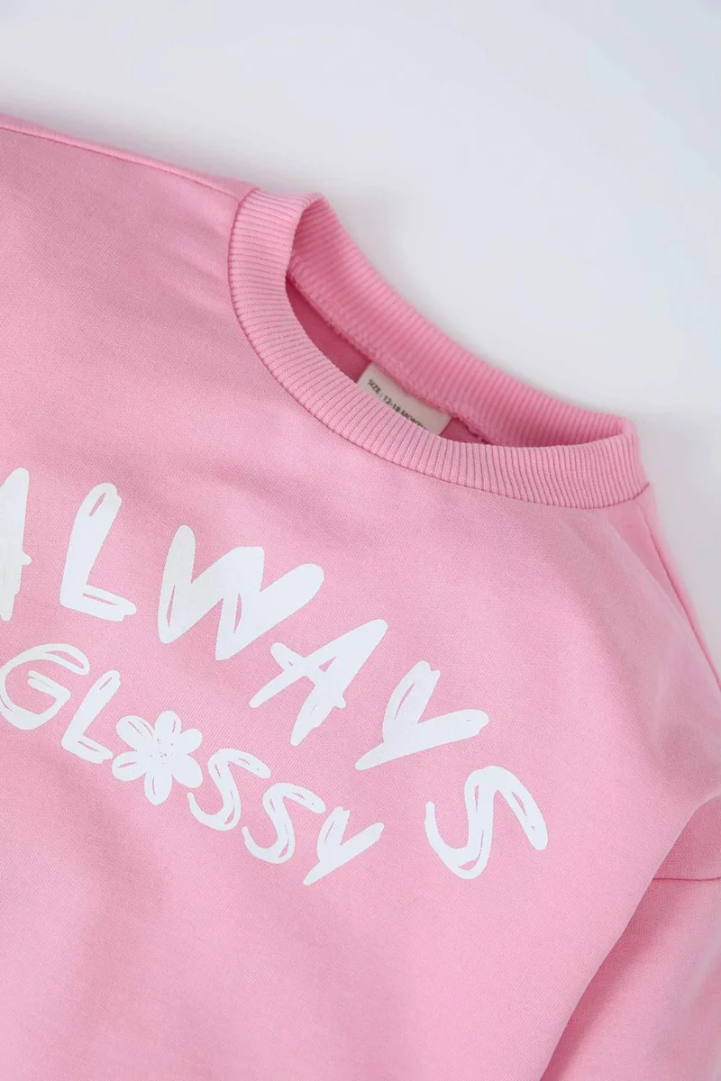 ديفاكتو Girl Crew Neck Printed Sweatshirt