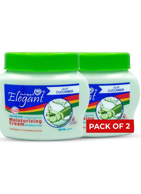Pack of 2 Cucumber Hand and Body Moisturizing Cream 500ml