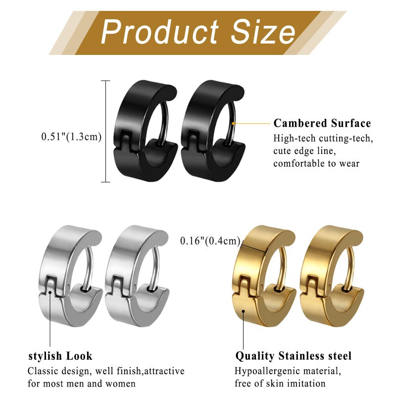 Cupimatch 3 Pairs Stainless Steel Cross Dangle Huggie Hinged Hoop Earrings for Men Women for Christmas - Image 4