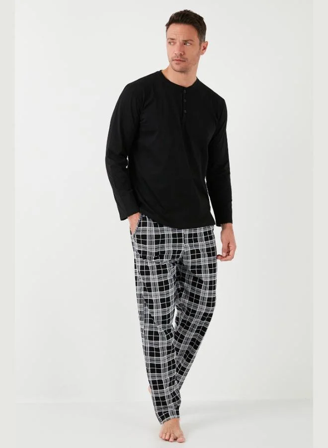 Buratti Buratti Plaid Cotton Elastic Waist Regular Fit Long Sleeve Pajama Set Men's PAJAMAS SET 6572003