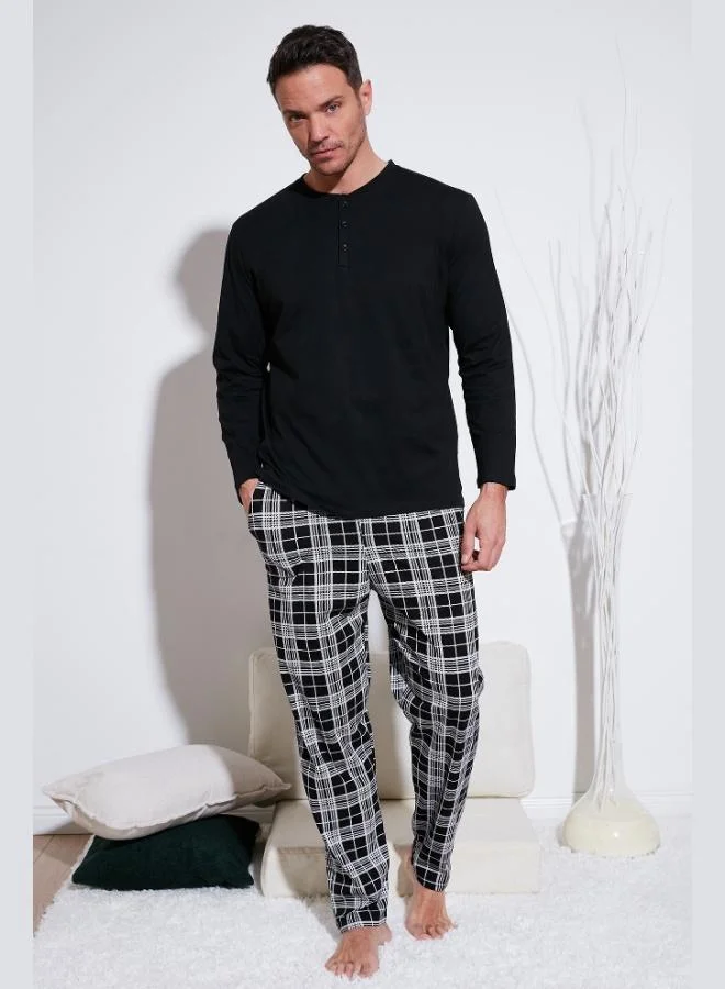 Buratti Buratti Plaid Cotton Elastic Waist Regular Fit Long Sleeve Pajama Set Men's PAJAMAS SET 6572003