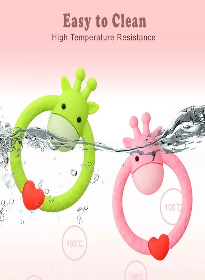 tekme Giraffe Teether For 6 to 12 Months Baby, Silicone Teether Made With 100% Food Grade Silicone, Multi Design Chewing Teethers Toy, Helps Soothe Teething Irritation Biting (Green) - Image 4