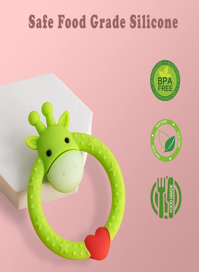 tekme Giraffe Teether For 6 to 12 Months Baby, Silicone Teether Made With 100% Food Grade Silicone, Multi Design Chewing Teethers Toy, Helps Soothe Teething Irritation Biting (Green) - Image 2