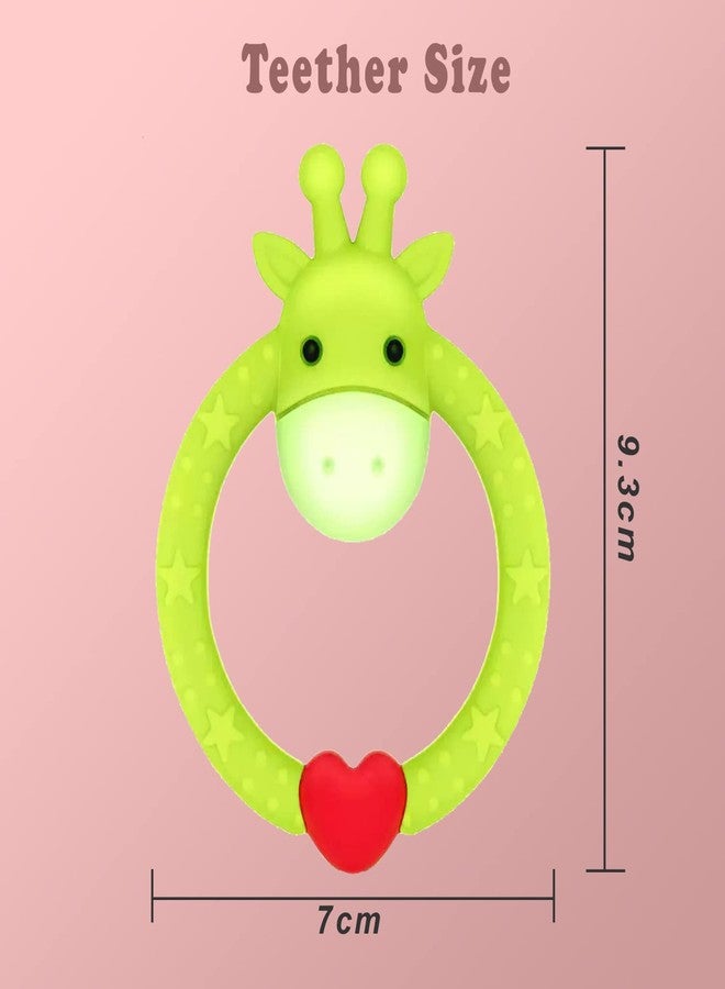 tekme Giraffe Teether For 6 to 12 Months Baby, Silicone Teether Made With 100% Food Grade Silicone, Multi Design Chewing Teethers Toy, Helps Soothe Teething Irritation Biting (Green) - Image 5