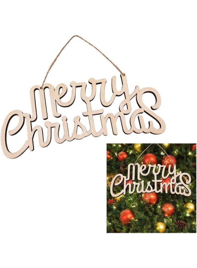 klarako Merry Christmas Wooden Cutout Letter Plaque Hanging Signs Home Decoration
