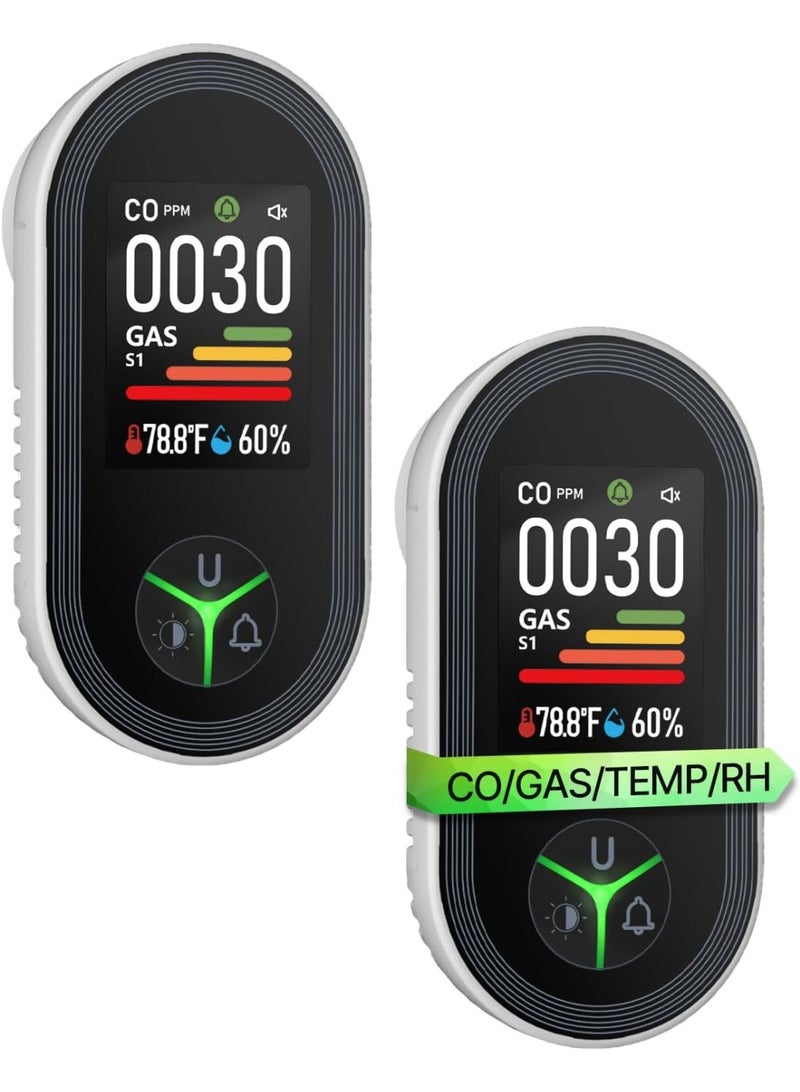 M MIAOYAN 4-in-1 Gas and Carbon Monoxide Detector Combo Plug, CO Gas Monitor with Real-time Temperature and Humidity Display, Natural Gas Alarm, Propane - Image 1