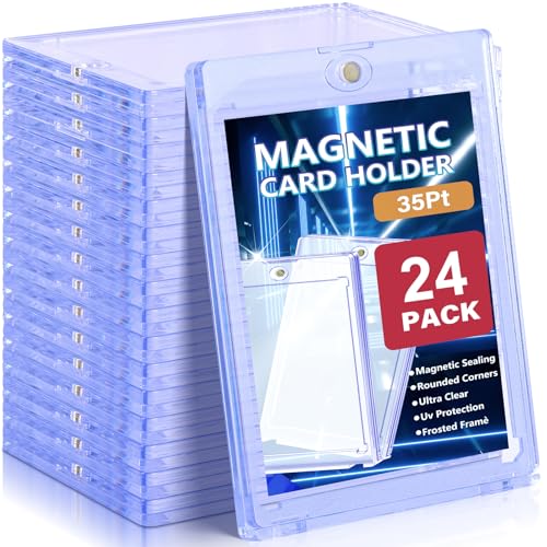 Kitoyz 24 ct Magnetic Card Holder for Trading Cards, 35PT Baseball Card Case Magnet Toploaders Sports Card Protectors with UV Protection Fit for TCG, Game Cards, Football Cards - Image 1