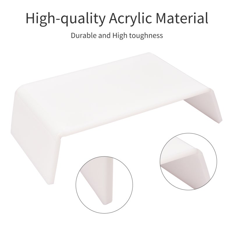 Acrylic Monitor Riser White Trapezoid Over 3" Elevation Ergonomic Monitor Stand - No Installation Clear Desktop Organizer for Home Office Gamers - Image 3