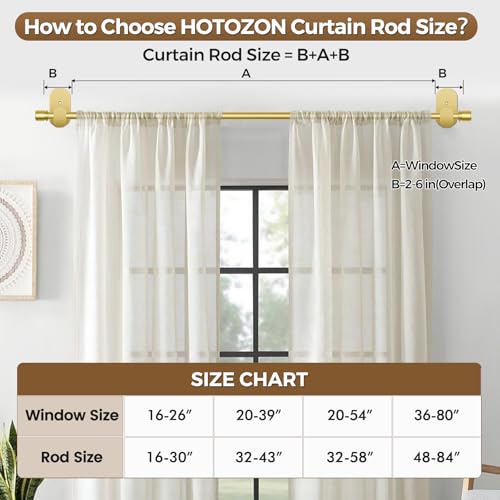 HOTOZON Curtain Rods No Drilling 32 to 43 Inch, HOTOZON 5/8 Inches No Drill Curtain Rods for Windows 20 to 39 Inches(1.7-3.2 ft), Renter Friendly Adjustable Small Drapery Rod for Lightweight Curtains, Gold - Image 5
