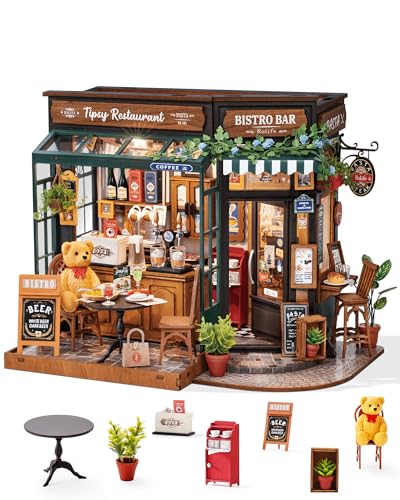 Rolife DIY Miniature House Kit for Adults Mini Wooden Dollhouse Kit Bakery Tiny House Diorama Building KitsBirthday Christmas Craft Hobbies Gift for Teens Kids Tipsy Restaurant - Image 1