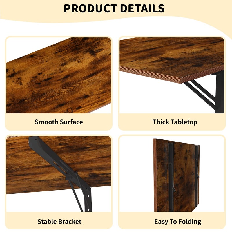 GOYLSER Wall Mounted Folding Table for Office, Rustic Brown Fold Down Desk Laundry Folding Table Wall Mounted for Laundry Room/Home Kitchen, Length 47" Width 20.5" - Image 5