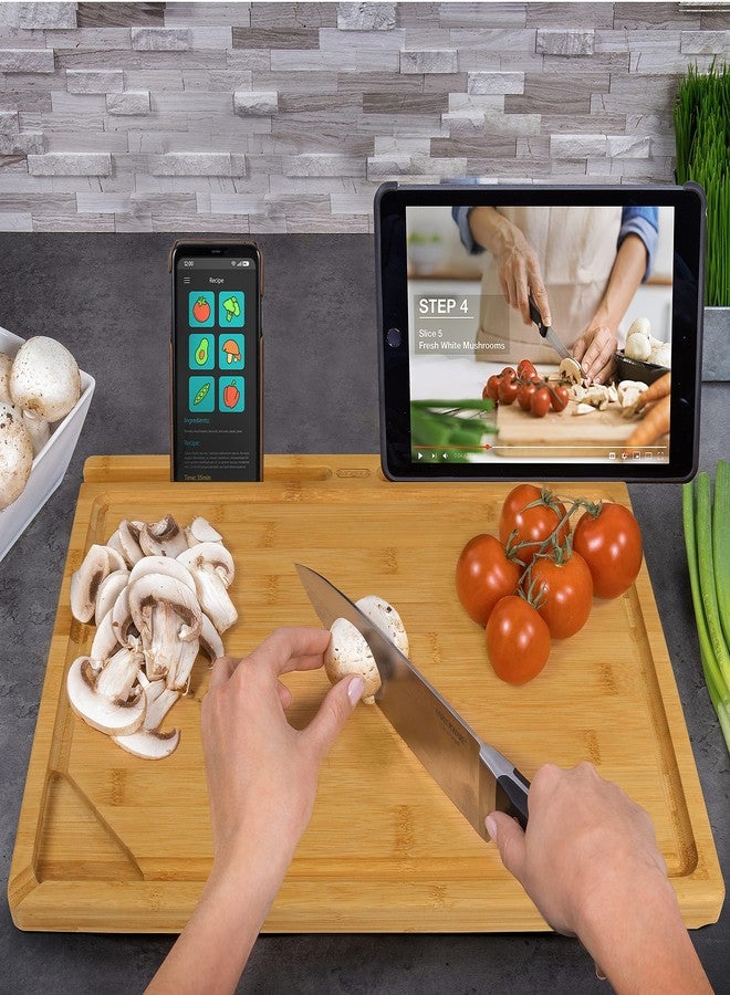 ديكساس لوح تقطيع من الخيزران من ديكساس بريب-تك هوم شيف مع تجويف مدمج لحامل الأجهزة اللوحية، 12 × 16 بوصة - Image 4