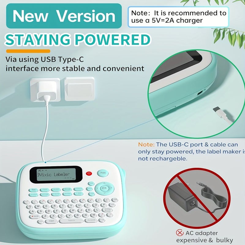 D210S Portable Label Maker Green with QWERTY Keyboard And LCD Screen 600 Symbols Instant Printing For Home Office Inventory - Image 5