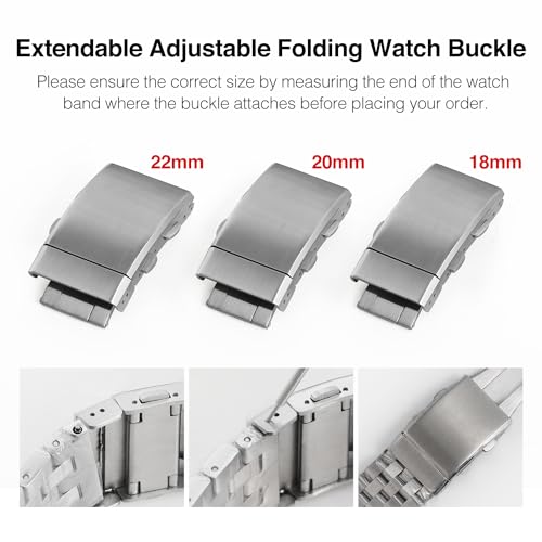TACTICAL FROG Watch Clasps Stainless Steel Watchband Milled Clasp Folding Deployment Clasp Replacement for Watch Strap 16 mm 18 mm 20 mm 22 mm - Image 4