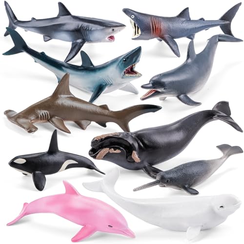 THINKBAY 10PCS 56 Sea Animal Toys for Toddlers Bath Ocean Animal Whale Shark Figurines Toys for Kids Cake Toppers Birthday Party Favors Gifts for Boys Girls - Image 1