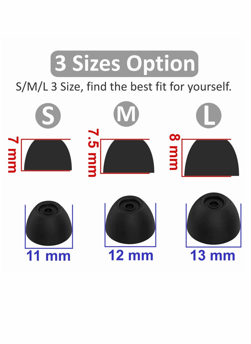 Y&D - 6 Pairs Silicone for Galaxy Buds 2 Ear Tips Earbuds, Soft Rubber Flexible Eartips Wing Fit in Case Compatible with Samsung / Plus, Anti-Slip, S/M/L 3 Size - Black - Image 1